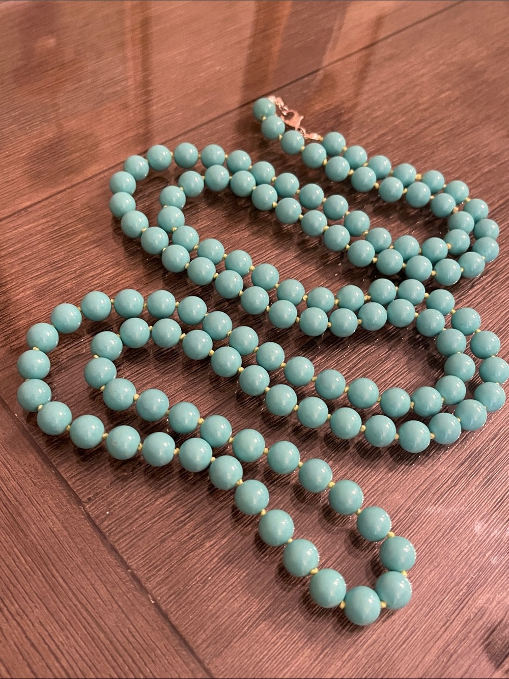 Stella & Dot La Coco Turquoise Bead Layering Necklace, Green Knotted Thread
